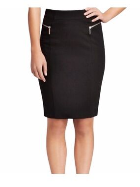 Michael Kors Black Pencil Skirt with Silver Zip Accents EUC